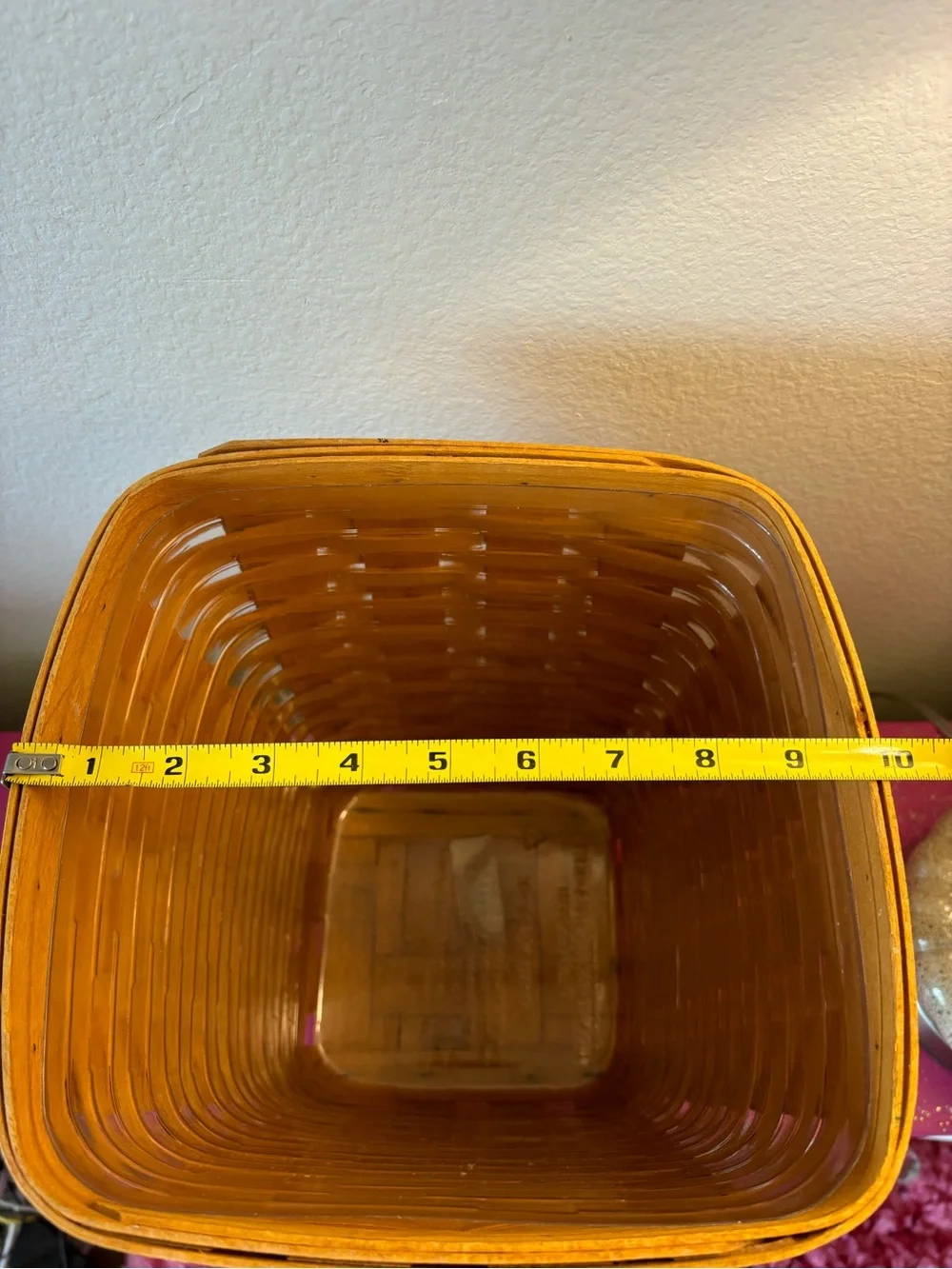 Vintage 1996 Longaberger Waste Basket with Plastic Protector, Honey-Tone